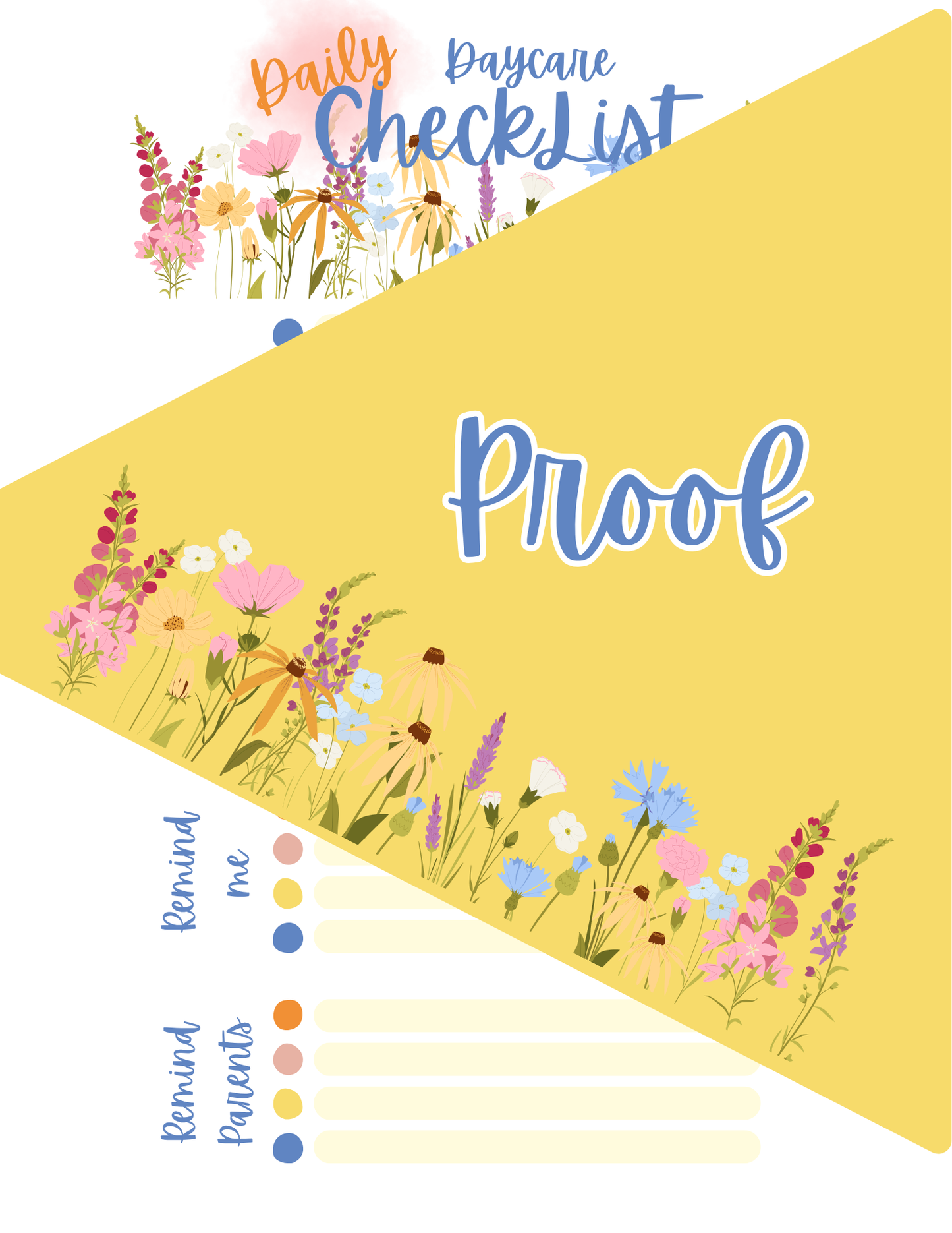 Daily Daycare Checklist - THEME: LITTLE SUNSHINE