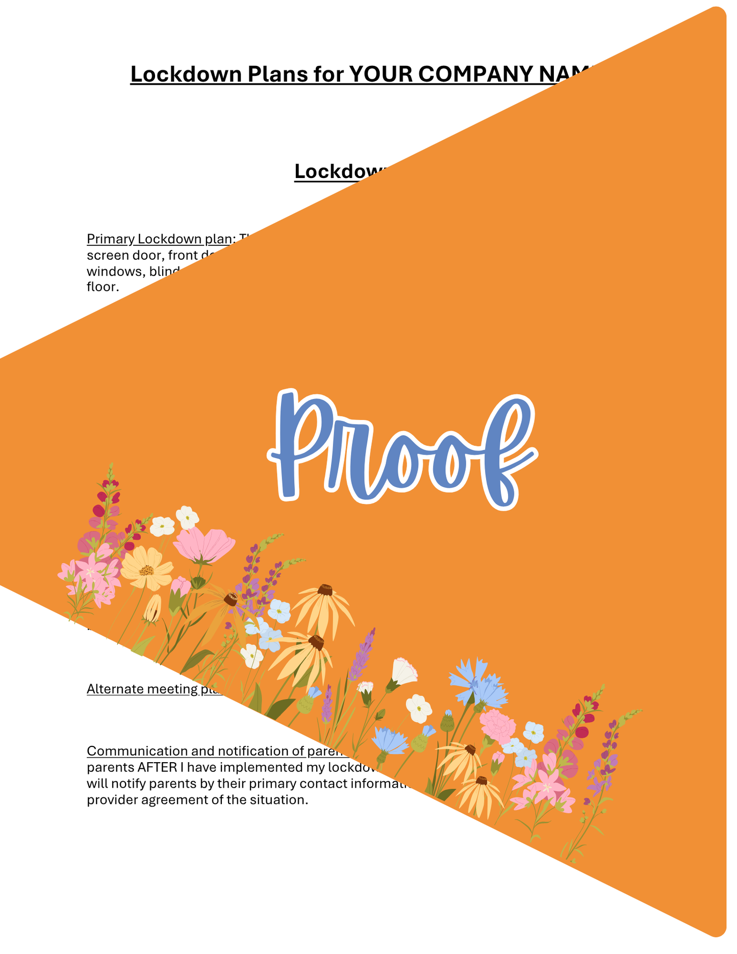 Lockdown Action Plan Template