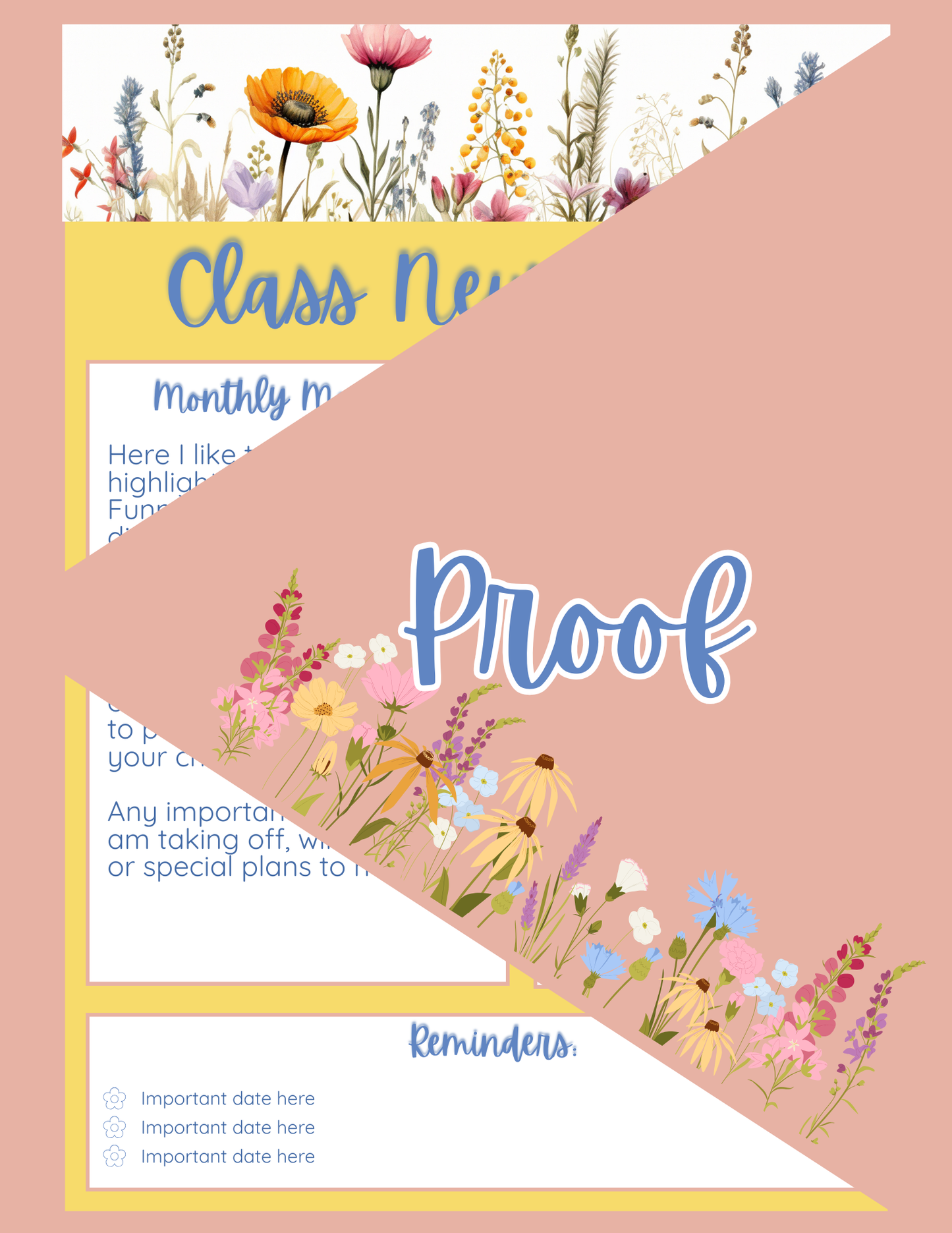 Class Newsletter Template - THEME: LITTLE SUNSHINE